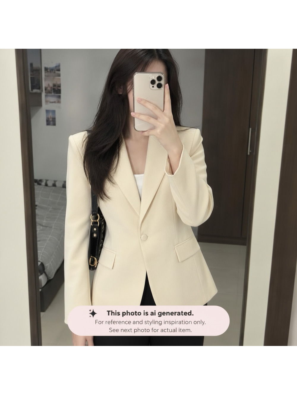 IGNWomen's Light Pink Single Button Blazer Jacket